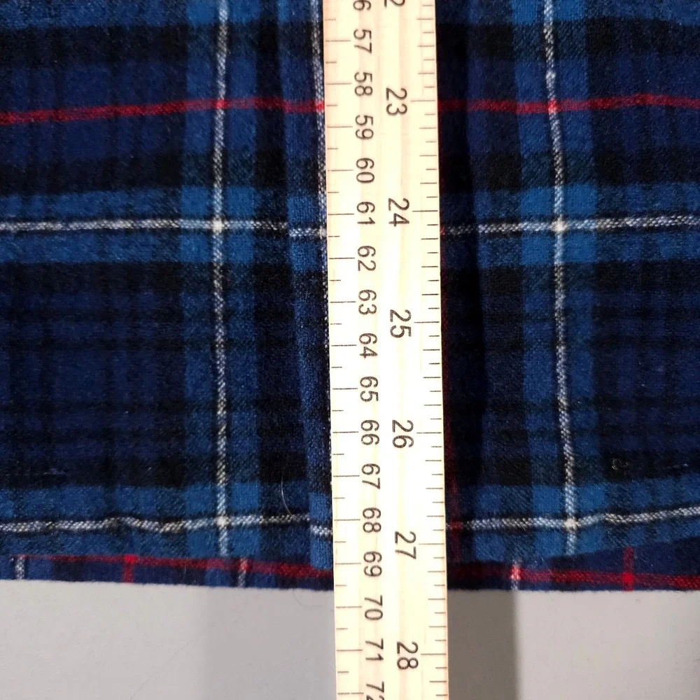 Pendleton Flannel Shirt Mens L Blue Plaid Wool  Tartan Made in USA Loop Collar‎